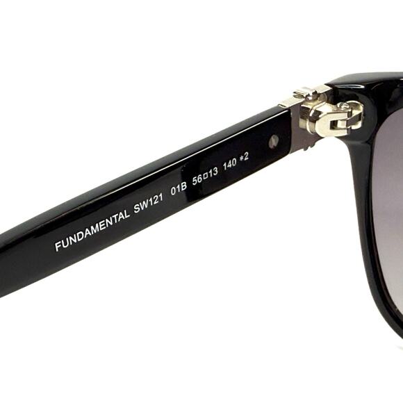 Swarovski Crystal-Accent Black Silver Square Sunglasses Gradient SW121 01B 56 - Picture 5 of 8